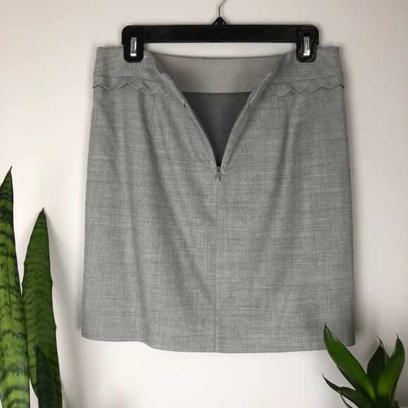 J Crew Light Grey Wool Skirt w/Scalloped Waistband - Picture 4 of 12